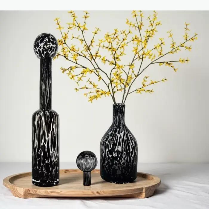 Vase en verre à petite ouverture, vases décoratifs, arrangement floral, ornement, vase hydroponique, vases pour fleurs séchées, artisanat de décoration