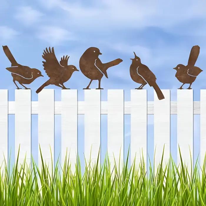 Oiseaux de jardin vintage pour toutes les saisons. Décorations en acrylique pour clôture extérieure