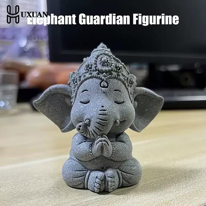【Nouveau】 1 pièce de statue d'éléphant avec mains fermées dans la position de prière, une statue d'éléphant gardien, pour la décoration de la maison.