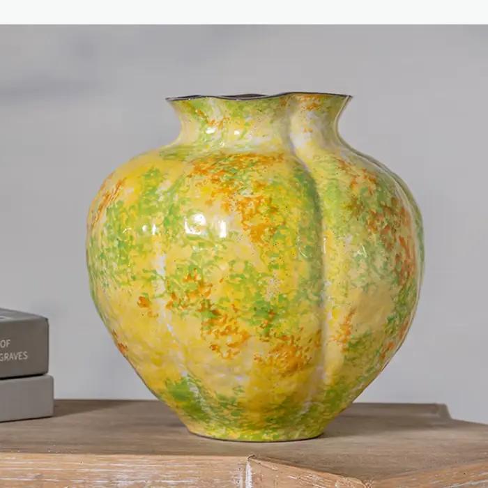 Vase en céramique Green Vitality, pots de fleurs décoratifs peints, décoration de bureau, arrangement floral, vases floraux, décoration esthétique de la pièce