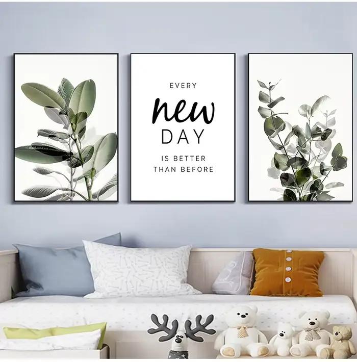 Affiche murale imprimée de feuilles de plantes vertes