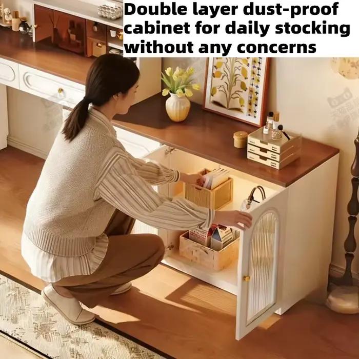 Coiffeuse d'angle en bois style crème avec rangement pour la maison
