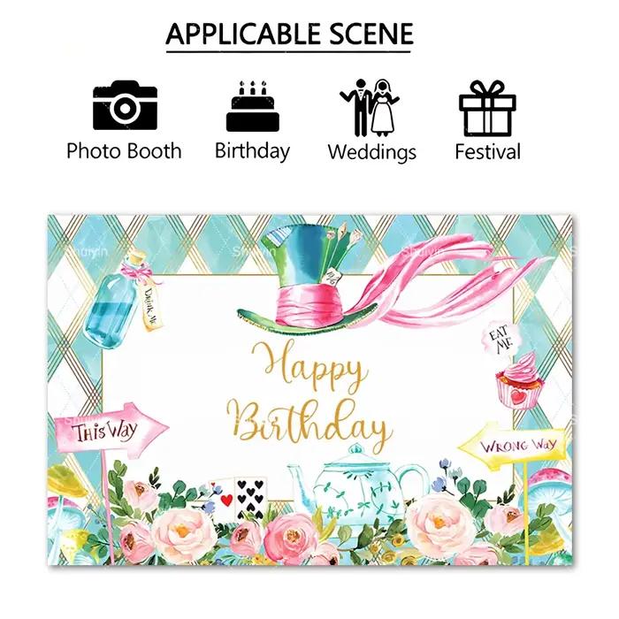 Toile de fond Alice au pays des merveilles pour fête d'anniversaire d'enfants