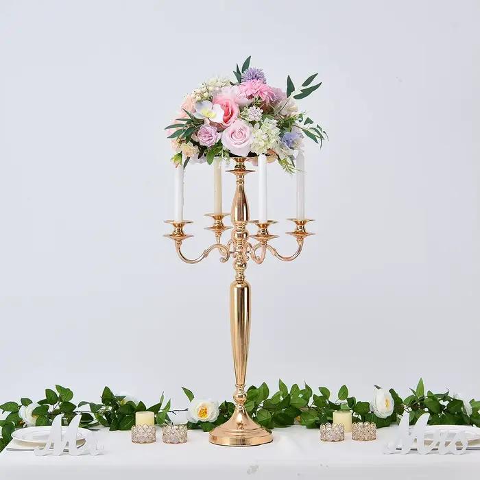 Candelabre en or noir 5 bras pour décoration de table élégante occasions spéciales mariage Noël