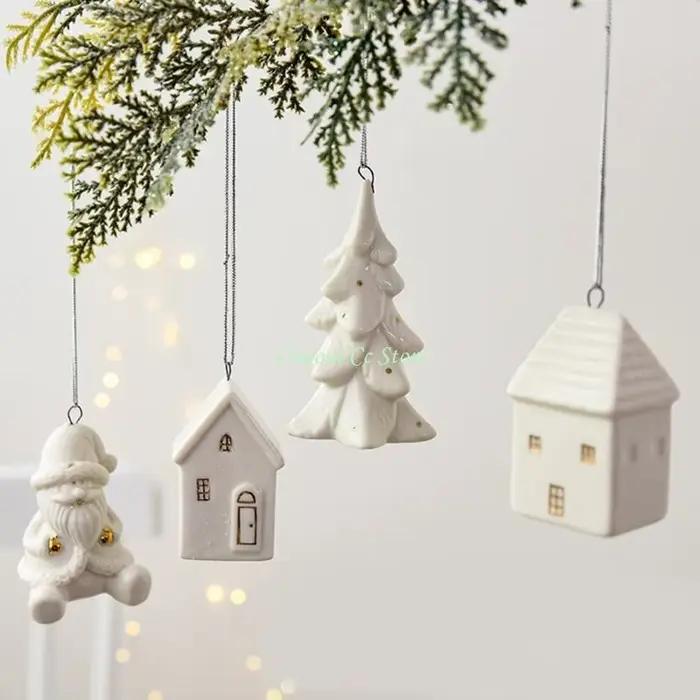 X90F – ornement noël décoratif en céramique blanche