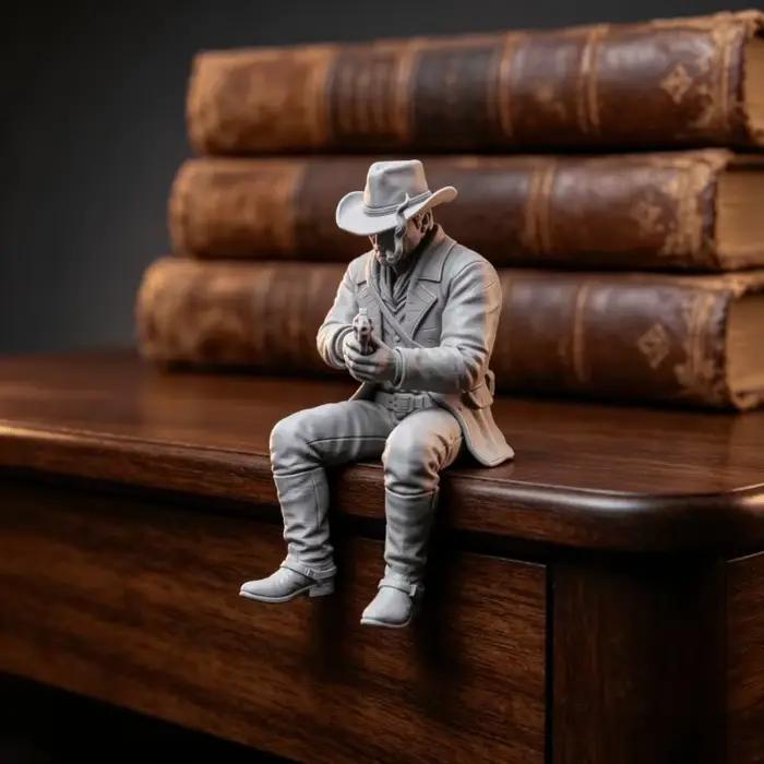 Figurine de cowboy occidental assis