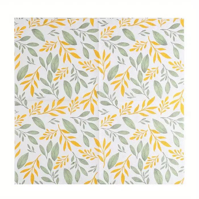 Serviettes en papier décorées de fleurs jaunes style campagnard pour événements festifs et cadeaux d'anniversaire