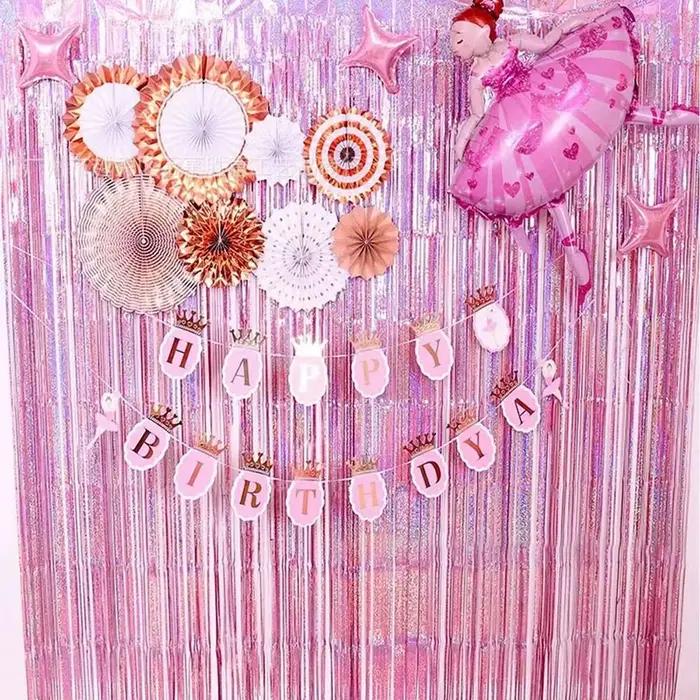 Cadeaux de fête décoration de mariage fournitures de fête Photozone pluie guirlandes feuille rideau fête d'anniversaire rideaux muraux Zone Photo toile de fond
