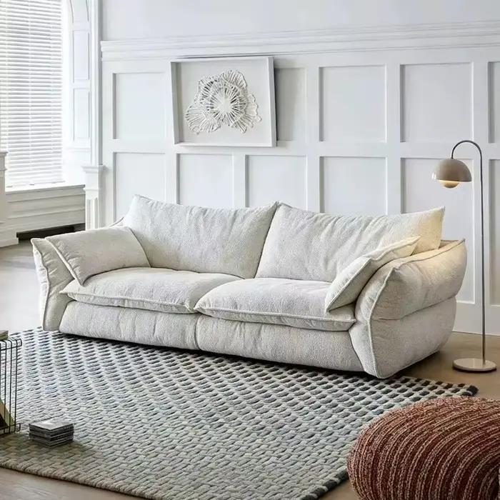 Canapé en tissu flanelle chenille en style minimaliste moderne pour salon, avec remplissage à mémoire de forme et latex naturel, pour occasions spéciales et décoration intérieure
