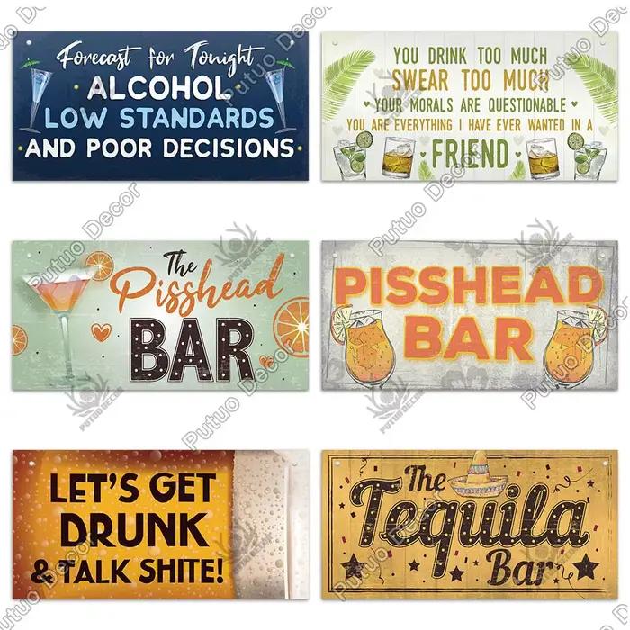 Putuo Decor-Plaque de Porte en Bois pour Pub