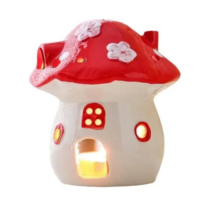 Bougeoir champignon mignon, brûleur d'encens champignon créatif et romantique, poêle d'aromathérapie en céramique antidérapant et Non toxique