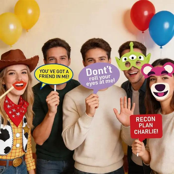 Accessoires de décoration de fête d'anniversaire sur le thème des dessins animés, jouets pour photomaton, fournitures de fête sur le thème des dessins animés