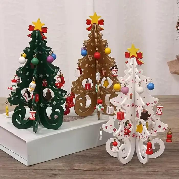 Décorations créatives en bois pour arbre de noël, 1 pièce, décoration de fête de bureau pour la maison, cadeaux du nouvel an pour enfants, artisanat de décoration pour la maison