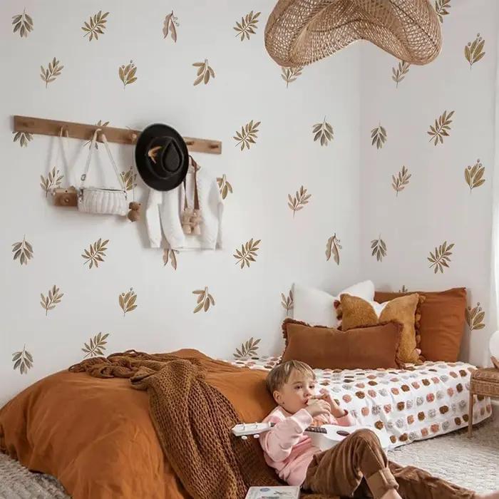 Boho chute fleurs Stickers muraux pour chambre d'enfants décor à la maison salon vinilo decorativo pared infantil enfants autocollants