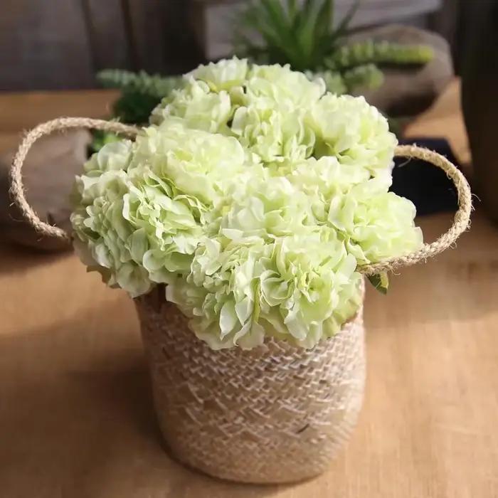 Bouquet de Pivoines Artificielles pour Décoration de Mariage, Fausses Fleurs, Hortensias Bon Marché, 5 Têtes