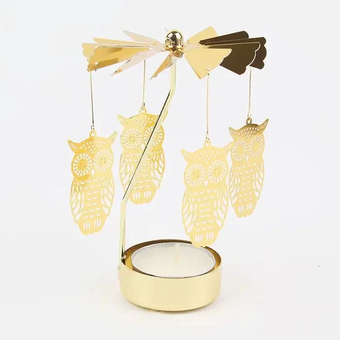 Bougeoir Carrousel en métal moderne avec moulin à vent rotatif de table pour décoration de maison occasions spéciales