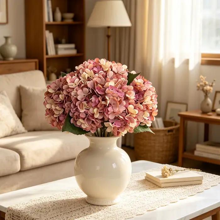 Fleurs artificielles Hortensia Fausses Décoration d'intérieur Automne Couronne de mariage Bouquet de mariée Accessoire de jardin Extérieur Faits à la main Cadeaux DIY