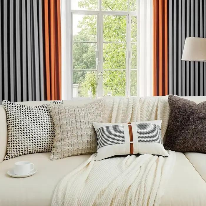 Housse de coussin en cuir PU tissé à la main