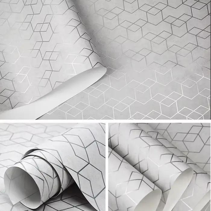 Rouleau de papier peint géométrique de luxe gris foncé