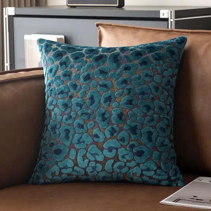 Housse de coussin léopard de luxe en velours floqué, taie d'oreiller décorative pour canapé, salon, chambre à coucher, 45x45 50x50
