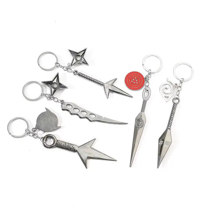Porte-clés Anime Ninja Tools, accessoires Anime, modèle en métal Kunai Shuriken, pendentif porte-clés pour femmes, hommes, fans, cosplay, cadeaux