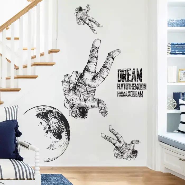 Stickers murals Astronaute dans l'espace décoration moderne pour chambre d'enfant salon et chambre à coucher occaSIONS SPECIALES