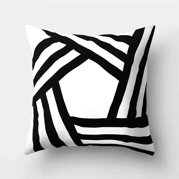 Housse de coussin géométrique noir et blanc