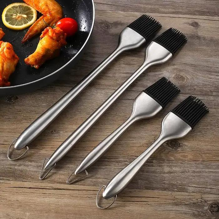 Brosse à badigeonner en Silicone pour Barbecue, brosse à Sauce à l'huile, poignée en acier inoxydable, brosses à huile, brosse à pain au beurre, accessoires de cuisine pour barbecue
