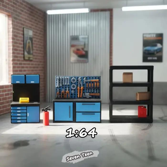 Diorama de scène de réparation miniature 1:64 avec établi