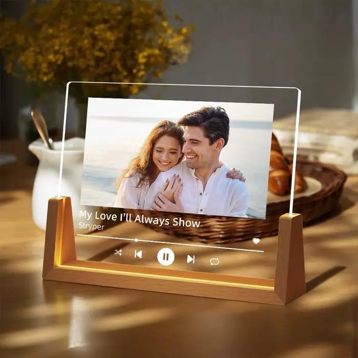 Photo personnalisée musique veilleuse Portrait personnalisé lampe acrylique avec chanson anniversaire romantique mariage Couples cadeau d'anniversaire