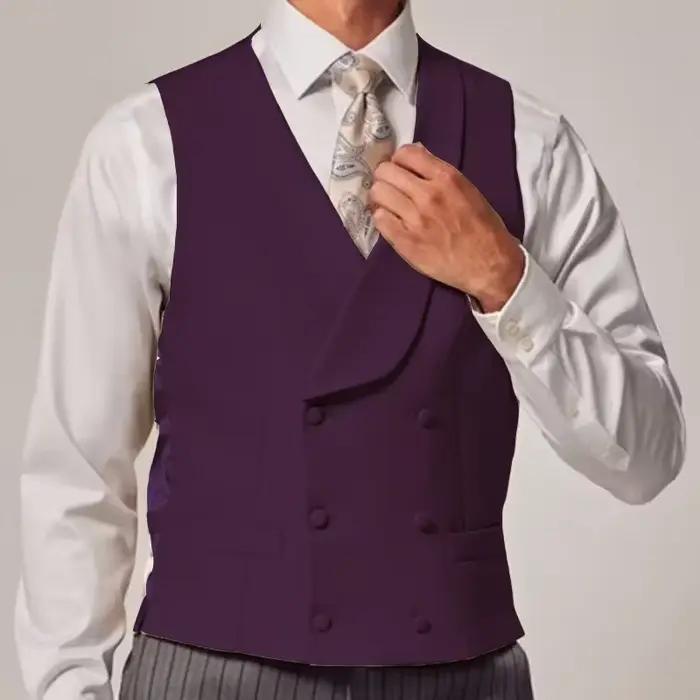Gilet pour homme bleu ciel uni, à double boutonnage, col châle, pour mariage, marié, affaires, banquet formel, travail, gilet de costume