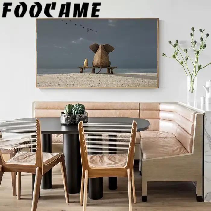 Peinture de paysage créative d'éléphant