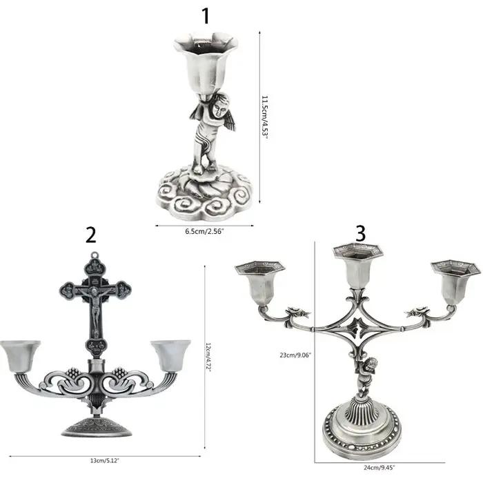 Avec poignée bougeoirs chrétiens classique antirouille Crucifix support de Table facile à transporter