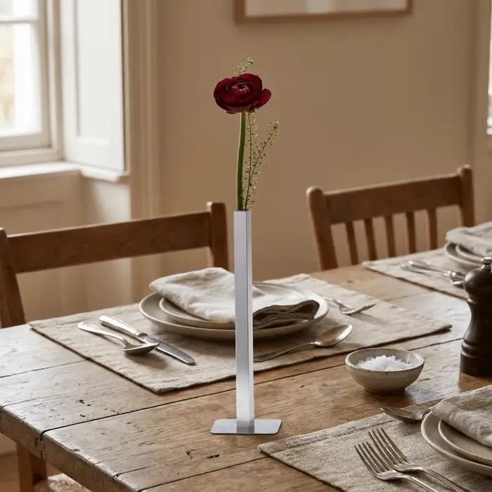 Vase géométrique minimaliste unique en acier inoxydable