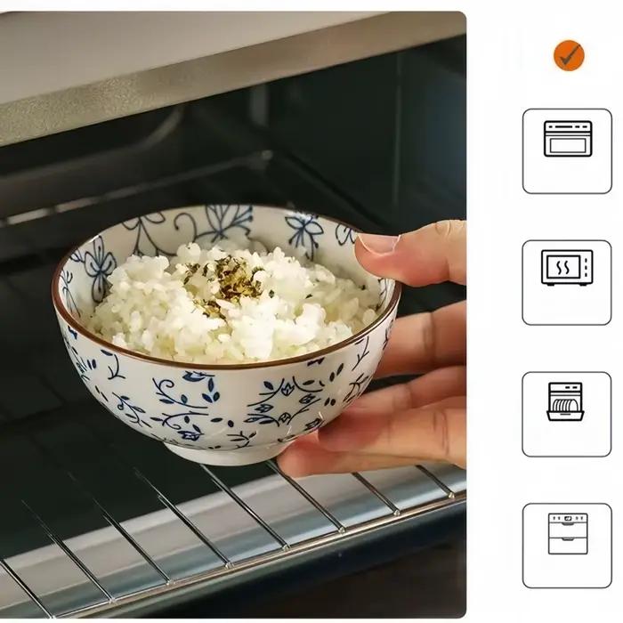 Bol en céramique de 4, 5 pouces peint à la main en bleu et blanc de style japonais