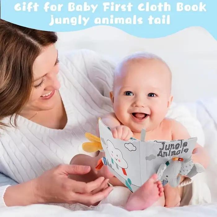 Livre pour bébé en tissu doux avec pages au toucher et au toucher – Livre sensoriel mignon pour bébés de 0 à 6, 6 à 12 à 18 mois avec cadeau froissé pour nouveau-né