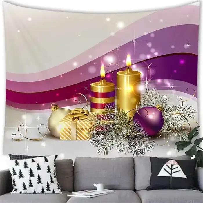Tapisserie de thème de Noël salon canapé décoration d'intérieur polyvalente en polyester multicolore pour femmes et familles occasions spéciales