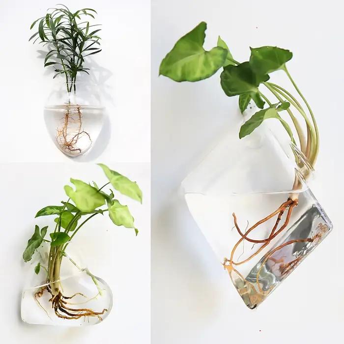 Vase à fleurs en verre suspendu au mur, Terrarium mural pour Aquarium, conteneur de fleurs, Pots de jardinière, décoration de jardin de maison