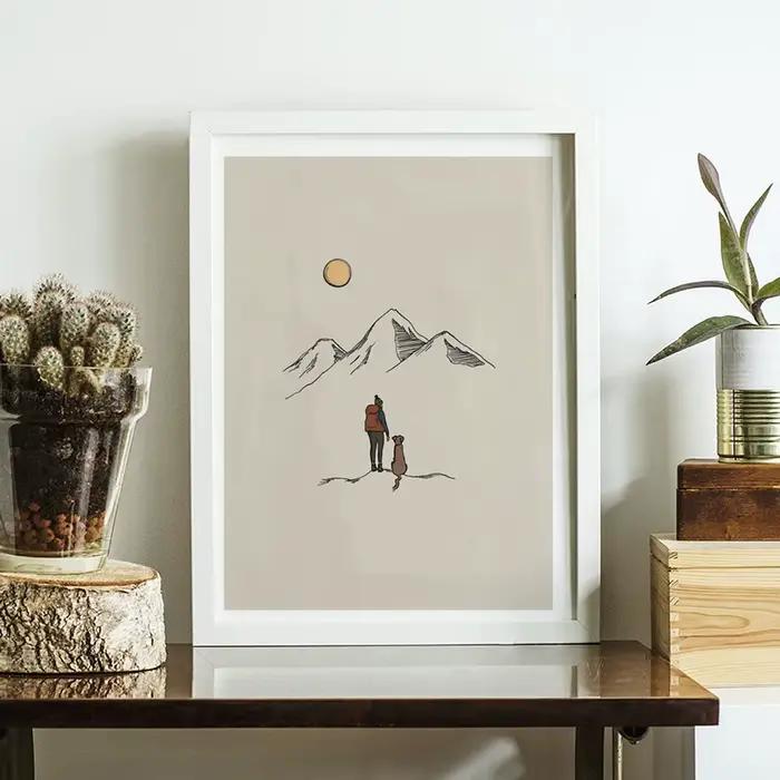 Toile d'art mural de paysage minimaliste