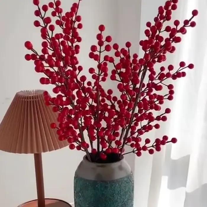 Artisanat bricolage Branche de baies rouges neige givrée réutilisable