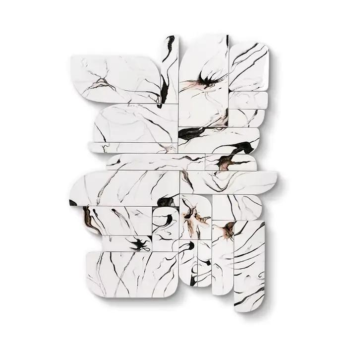 Peinture intérieure de forme irrégulière décorée à la main, mur sans cadre
