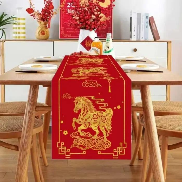 Chemin de Table créatif en lin pour nouvel an 2026