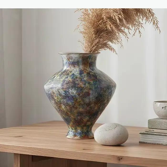 Vase en céramique peint à la main, décoration de table, fleurs artificielles, arrangement de fleurs décoratives, vases floraux, décoration esthétique de la pièce