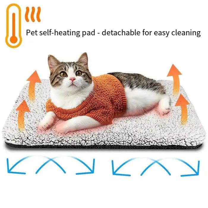 Coussin chauffant pour animaux de compagnie, couverture pour chiot, coussin chaud pour chats et chiens, lavable, avec noyau réfléchissant la chaleur corporelle