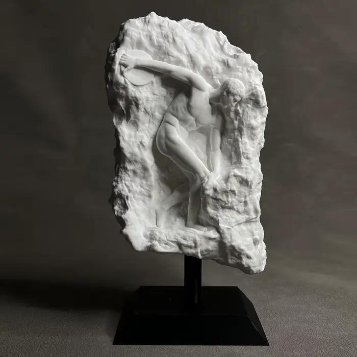 Statue grecque du Discobolos en plâtre, sculpture d'athlète romain, décoration de bureau pour salon, bureau, bibliothèque, esthétique rétro, cadeau artistique