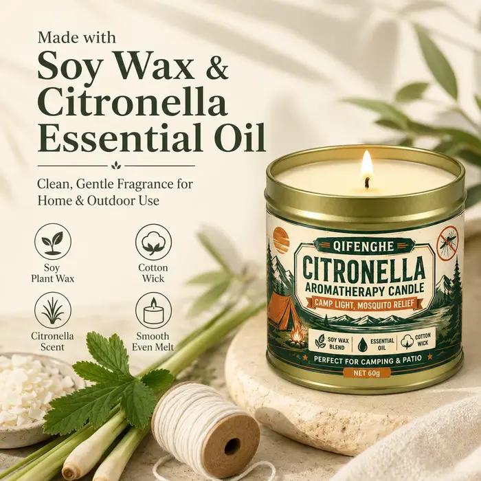 Bougie portable à la citronnelle en cire de soja, aromathérapie, sans fumée, anti-moustiques pour pique-nique en extérieur, patio, décoration intérieure
