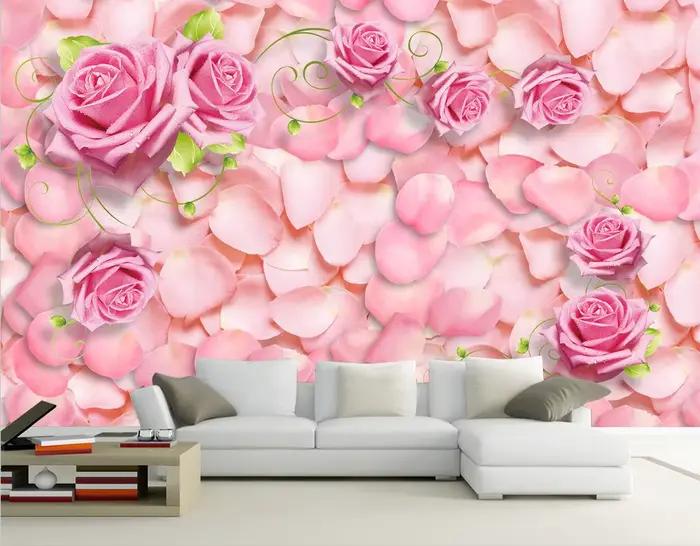 Papier peint nordique moderne rose sur mesure beibehang fond d'écran en soie résistant à l'humidité et aux moisissures absorption du son et isolation thermique pour salon chambre à coucher étude cuisine chambre d'enfants maison de mariage chambre des aînés ```