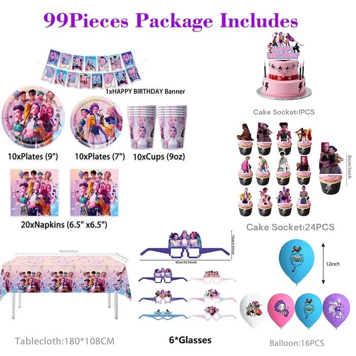 Ensemble de décorations d'anniversaire sur le thème du K-Pop pour les fêtes de filles