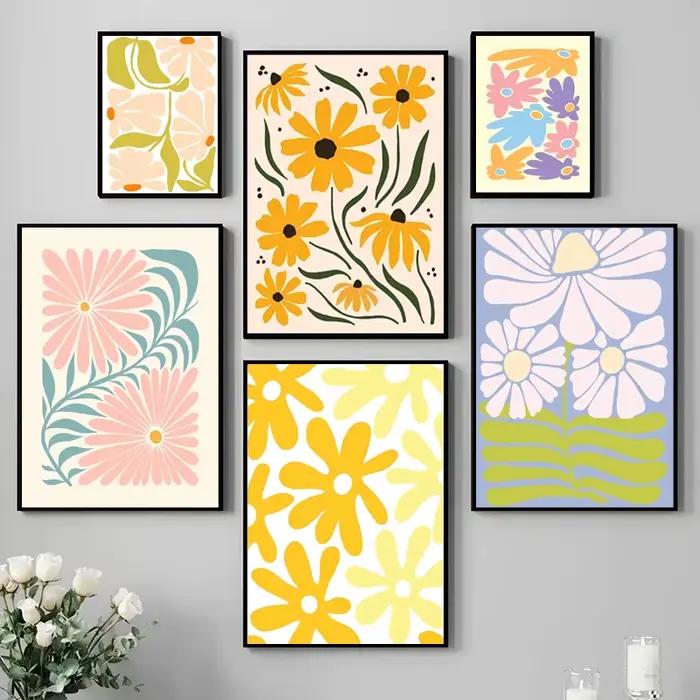 Affiche à motif de fleur de déformation d'extrusion géométrique abstraite de dessin animé