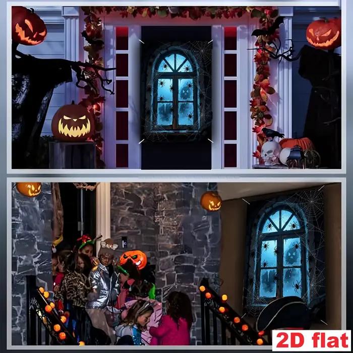 1 pièce, en polyester, fenêtre en bois cintrée de style sombre / gothique, décoration d'Halloween sur le thème sombre et mystérieux